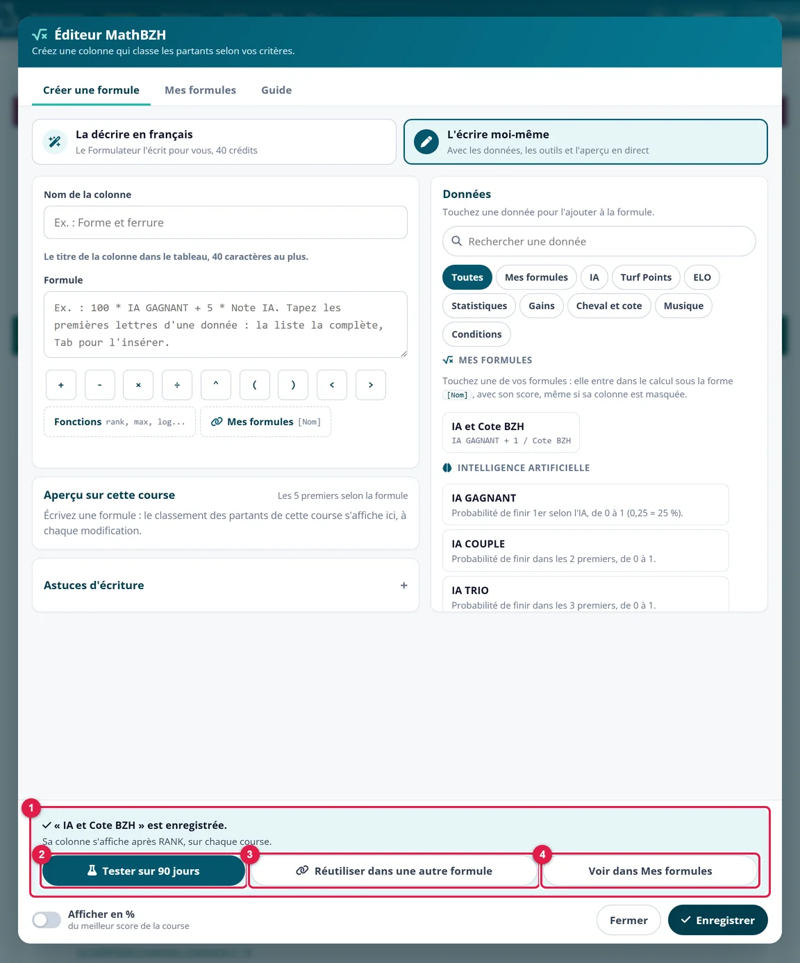 La confirmation d'enregistrement