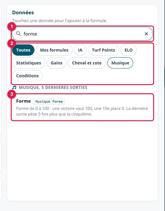 La palette des données de l'éditeur