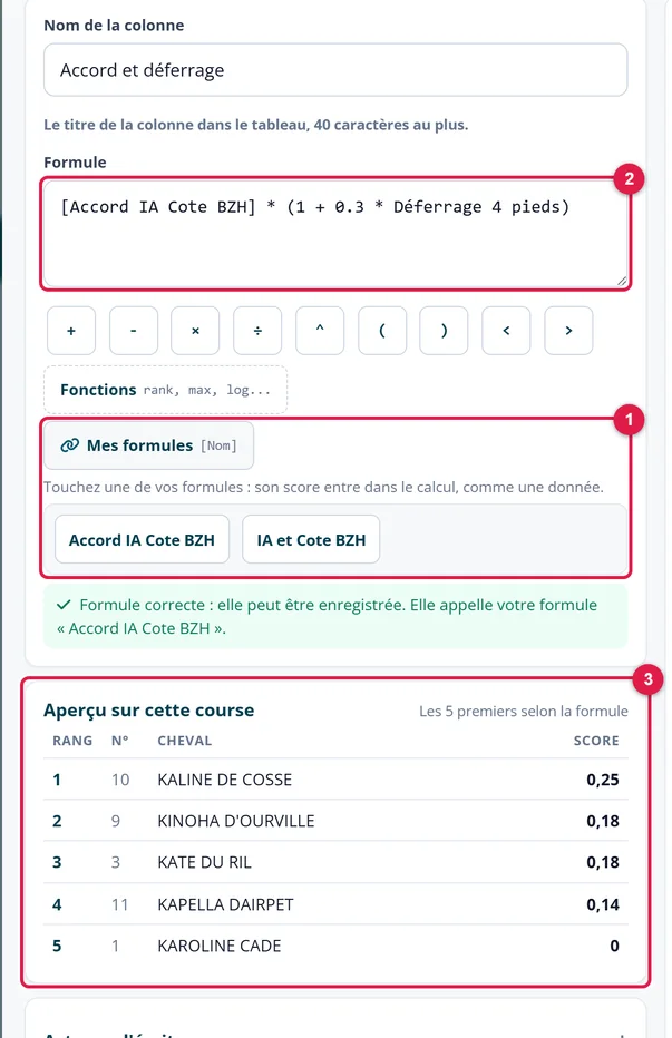 Une formule qui en appelle une autre