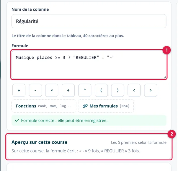 Une formule qui écrit un mot
