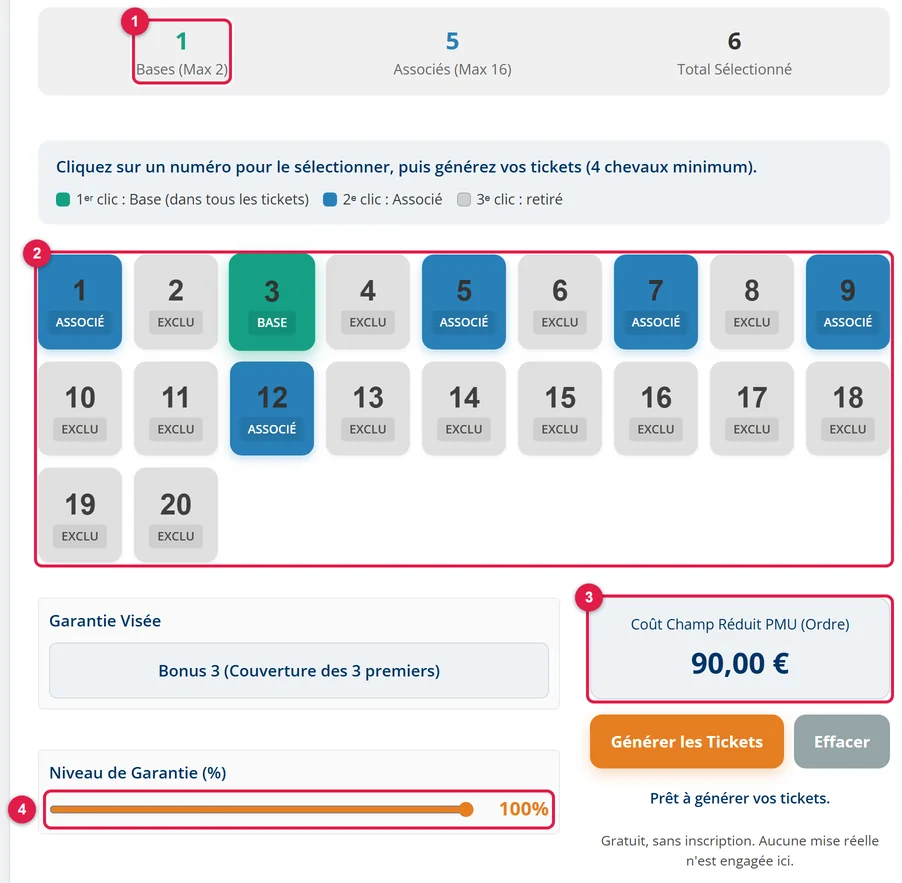 La sélection de 6 chevaux au Quarté+