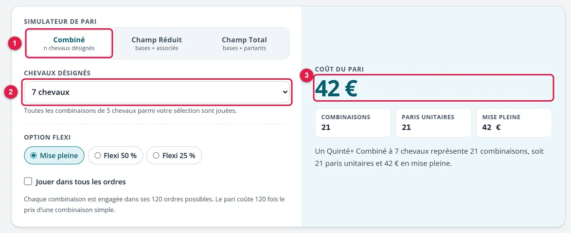 Le simulateur de tarif en Combiné