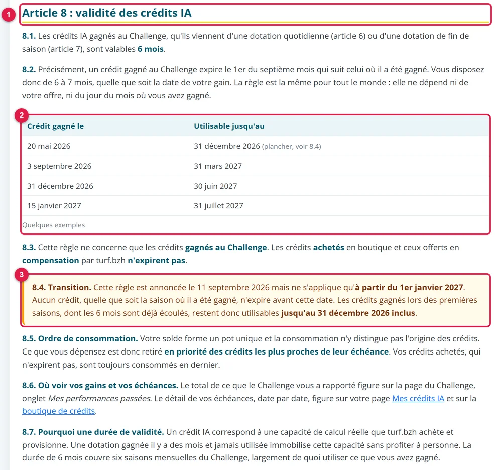 L'article 8 du règlement
