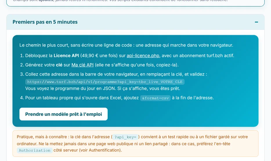 Le volet Premiers pas en 5 minutes